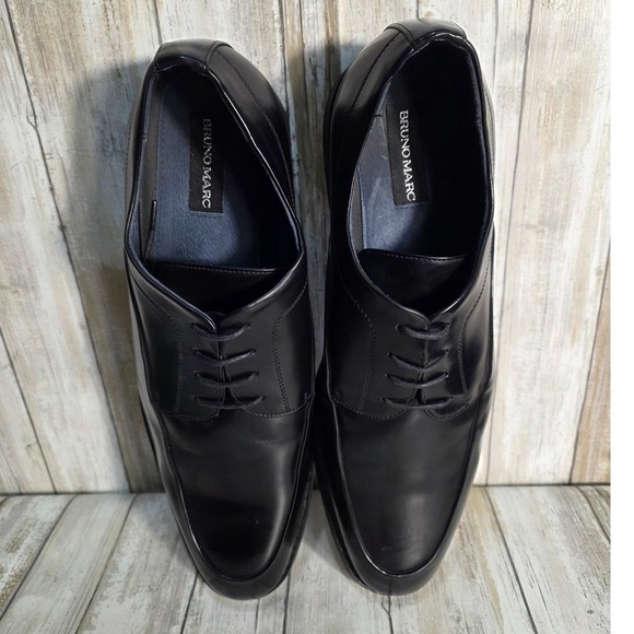 BRUNO MARC Mens Black Leather Square Toe Lace Up Dress Shoes Size 15 main image 4